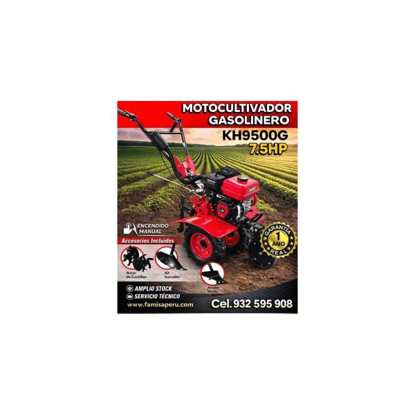 MOTOCULTIVADOR GASOLINERO 7.5HP CON ACCESORIOS - KHOMANDER